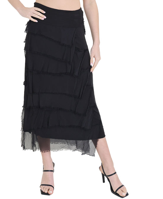 Silk Tiered Maxi Skirt view 