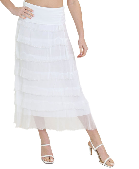 Silk Tiered Maxi Skirt view 