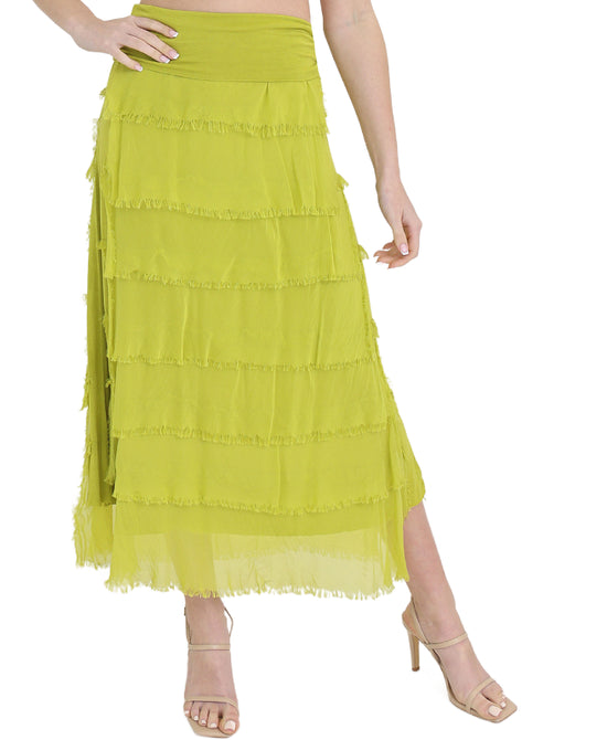 Silk Tiered Maxi Skirt view 