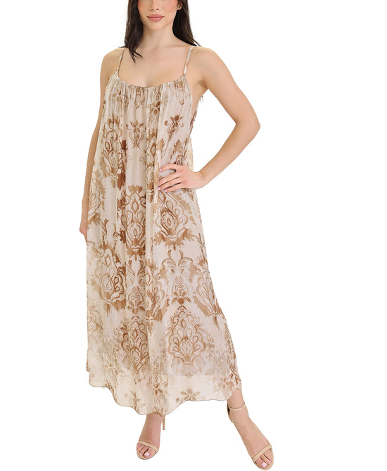 Printed Silk Maxi Dress view