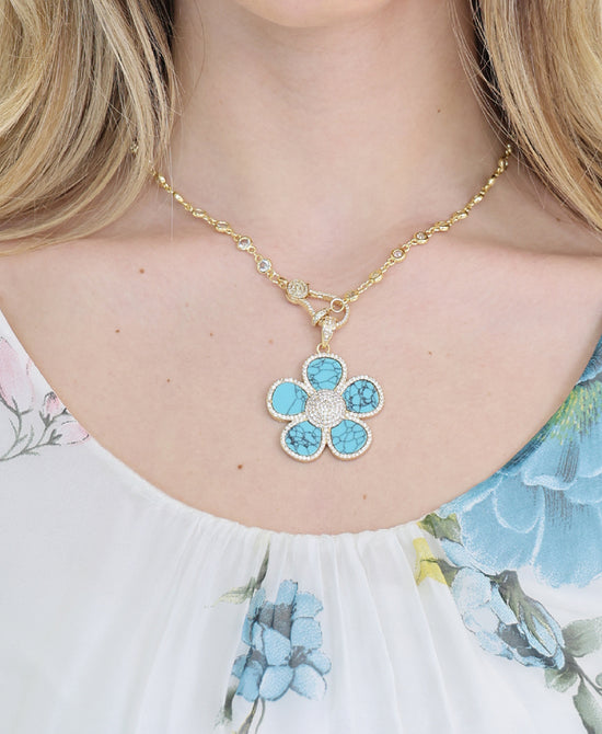 Cubic Zirconia Flower Pendant Necklace view