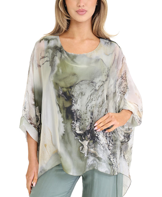 Silk Marble Print Top view