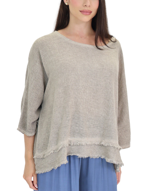 Linen & Cotton Combo Tiered Top view