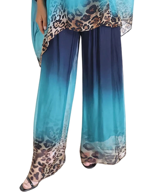 Silk Ombre Leopard Print Pants view