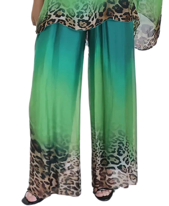 Silk Ombre Leopard Print Pants view