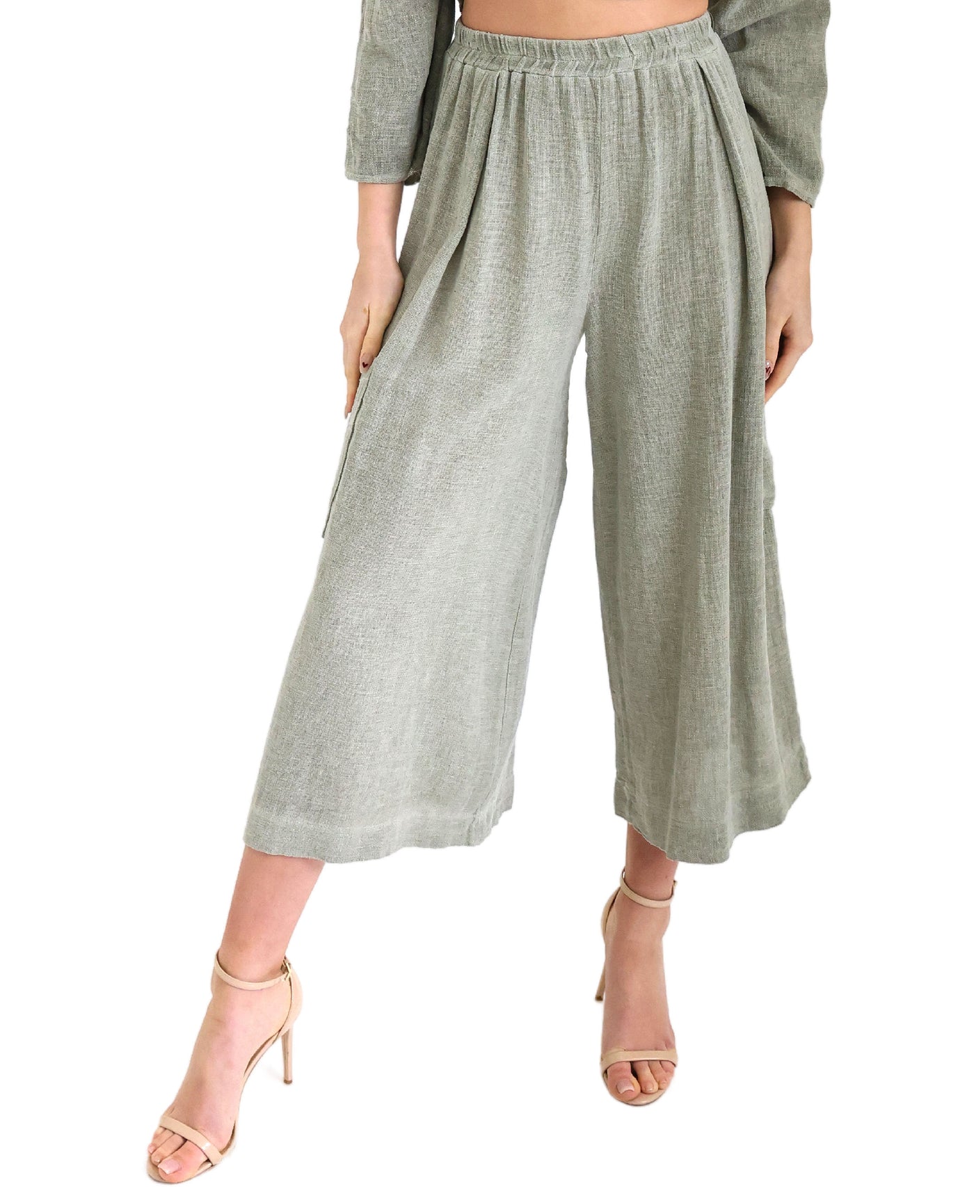 Linen & Cotton Crop Pants view 1