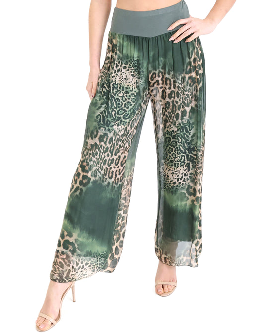 Silk Leopard Print Pants view