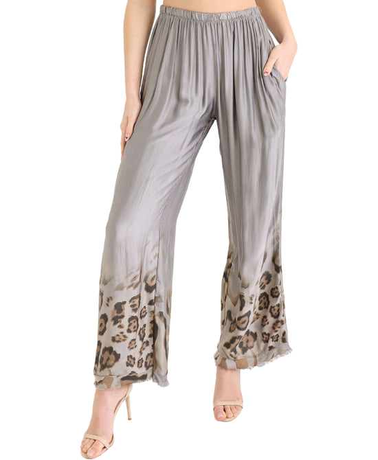 Satin Leopard Print Pants view