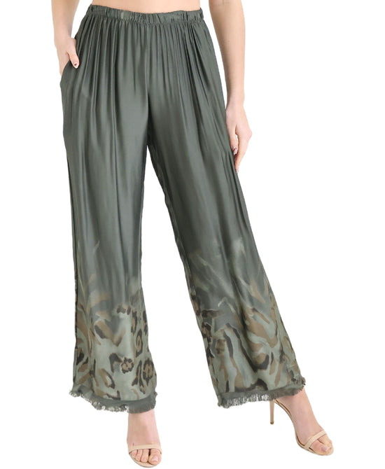 Satin Leopard Print Pants view