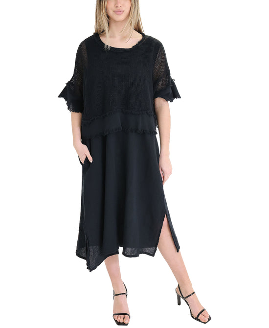 Raw Edge Net Popover Dress- 2 Pc Set view