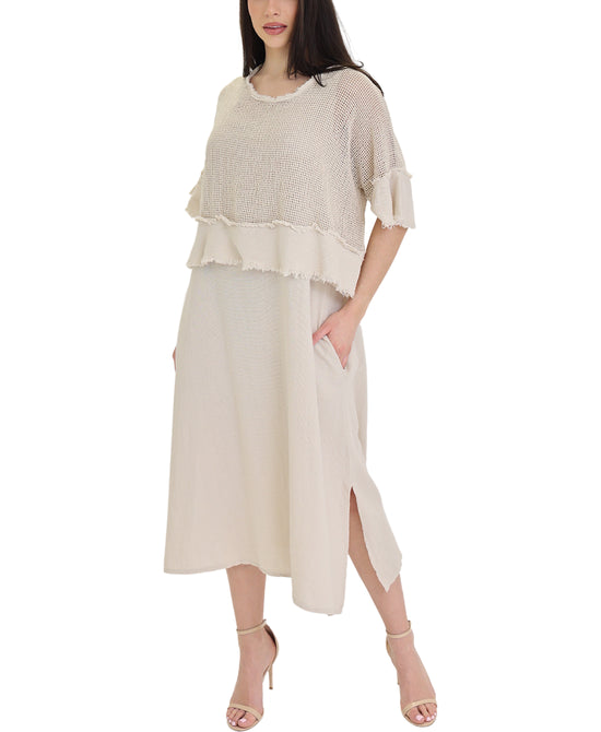 Raw Edge Net Popover Dress- 2 Pc Set view