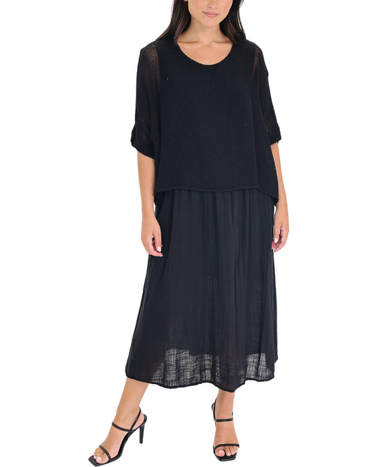 Raw Edge Net Popover Dress- 2 Pc Set view