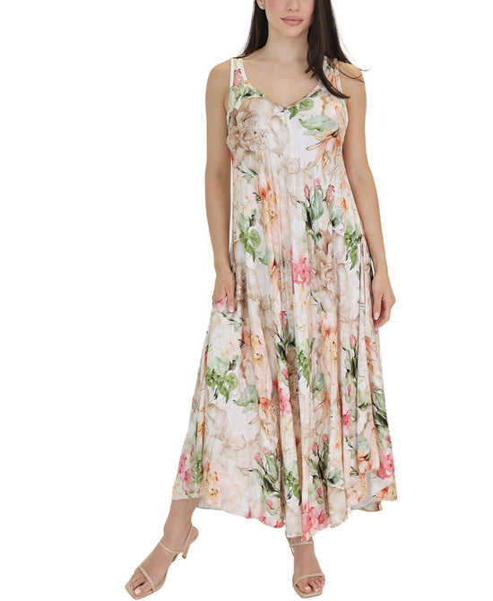 Satin Floral Print Dress view