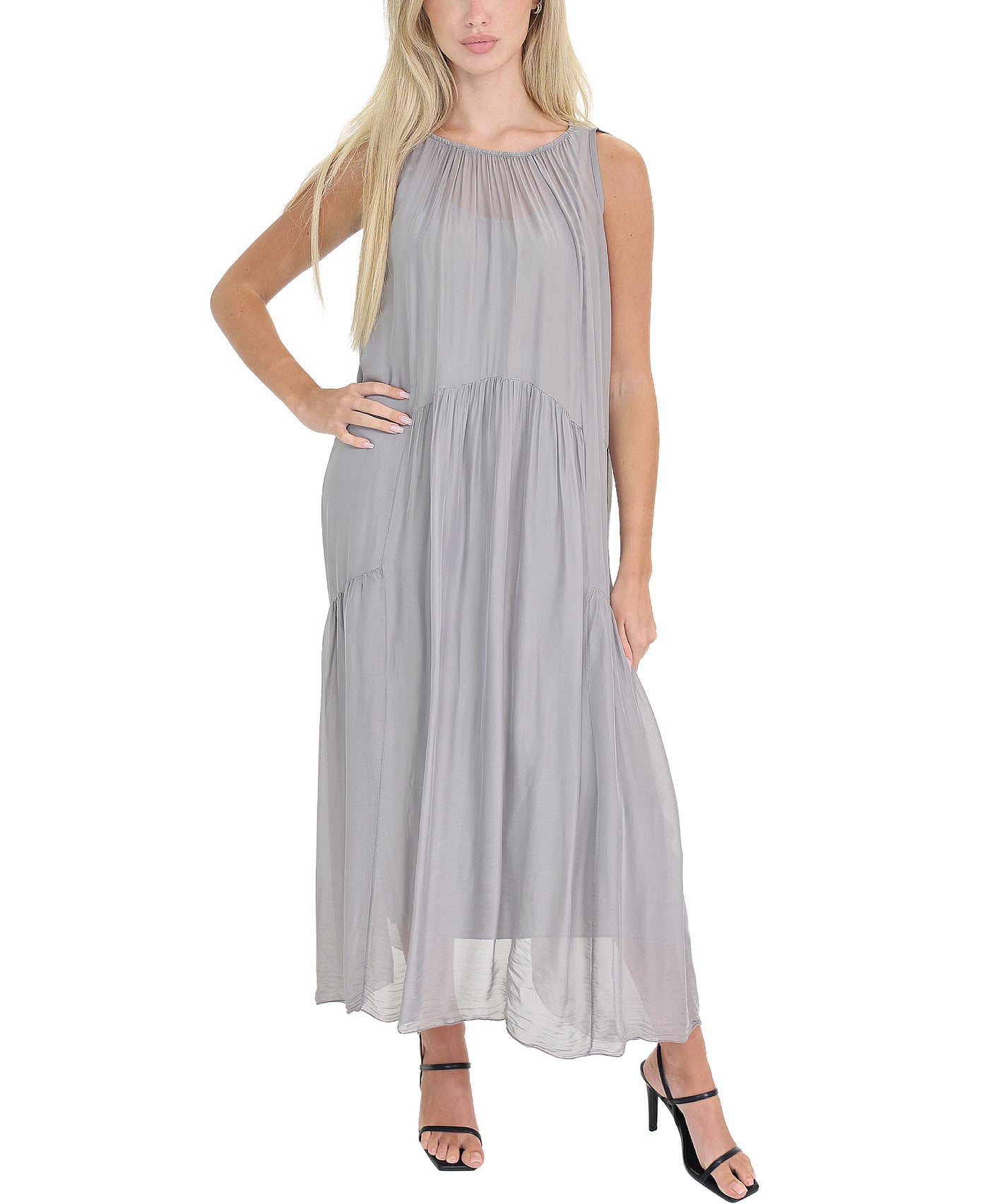 Silk Tiered Maxi Dress view 1