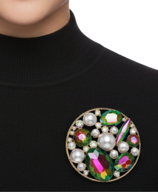 Oversized Round Stone Brooch view 