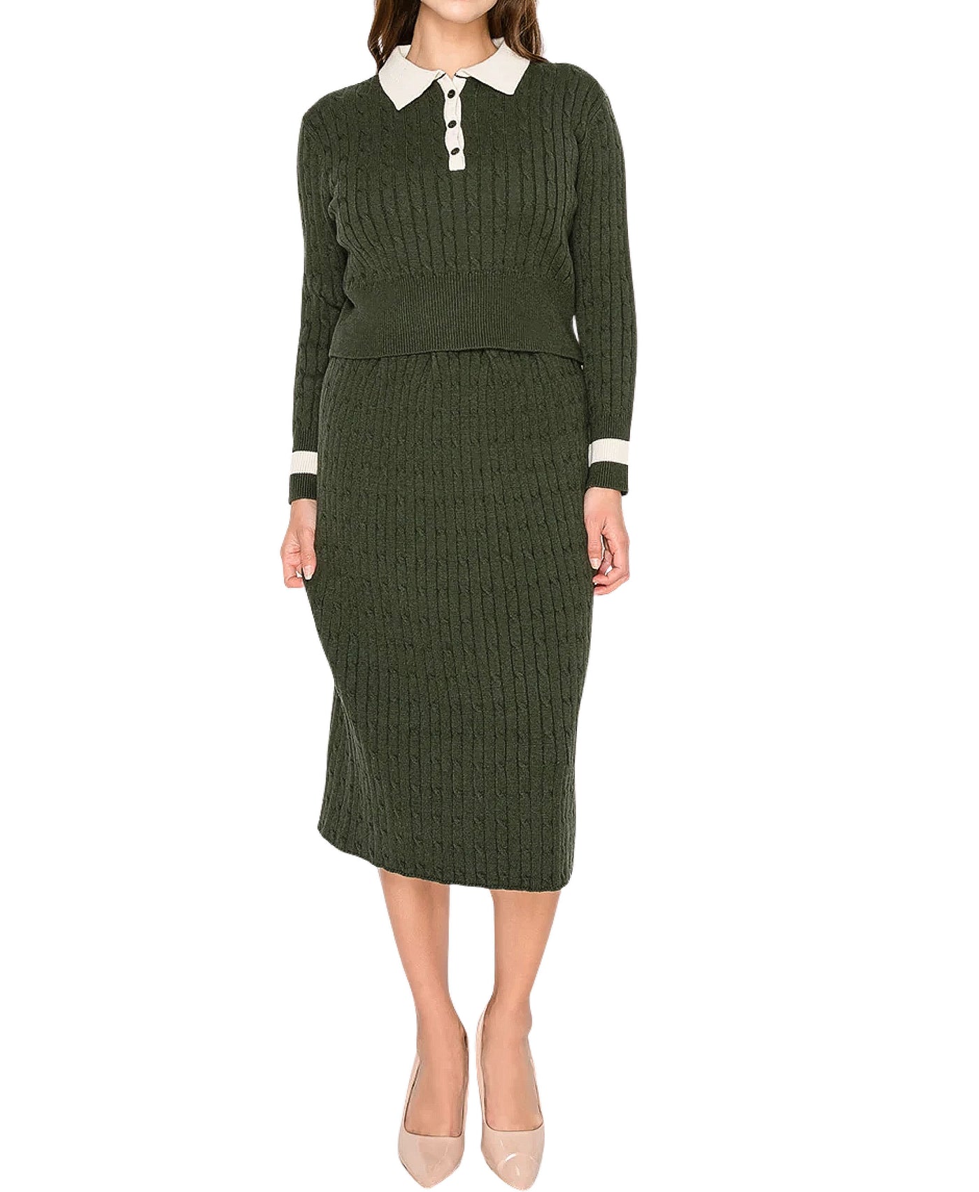 Cable Knit Sweater & Skirt Set - 2 Pc Set view 1