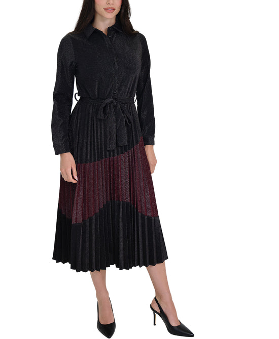 Shimmer Pleated Midi Dress view