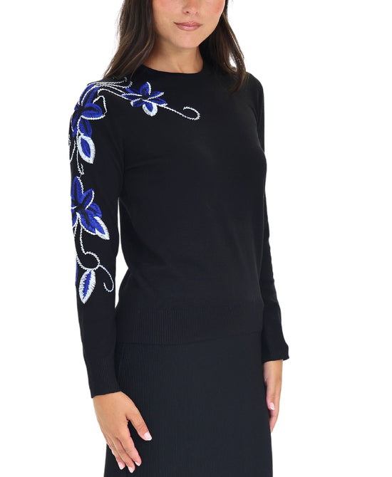 Embroidered Flower Sweater view 