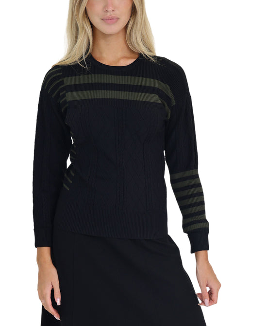 Cable Knit Striped Sweater view