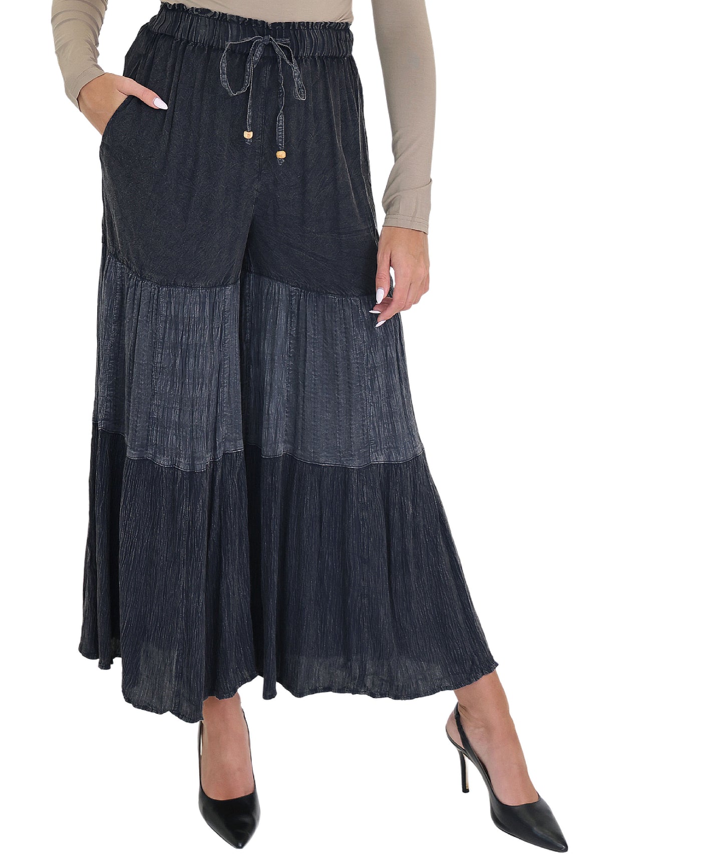 Tiered Denim Pants view 1