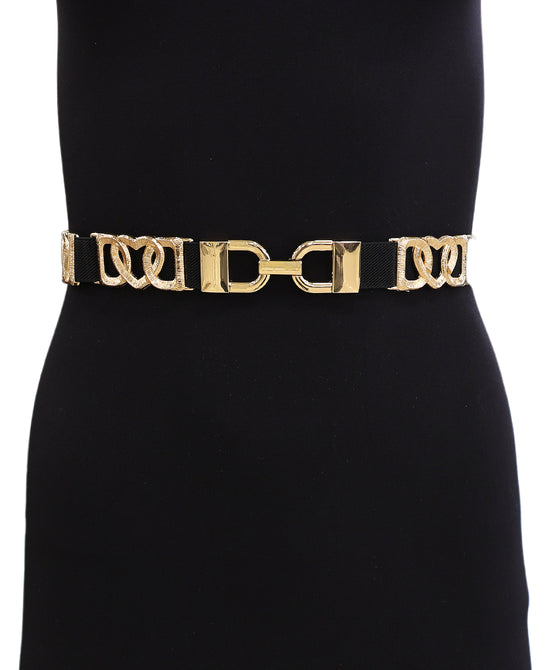 Metal Hearts Fabric Stretch Belt view