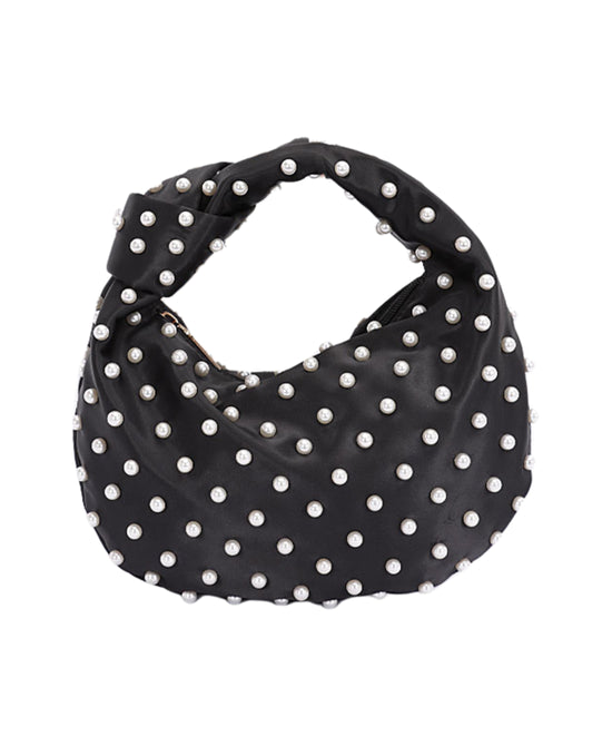 Faux Pearl Satin Handbag view