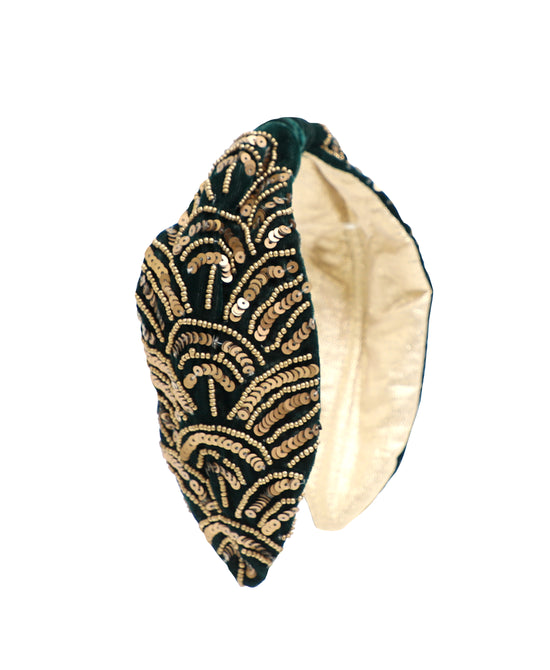 Velvet Knotted Headband w/ Sequin & Beads view