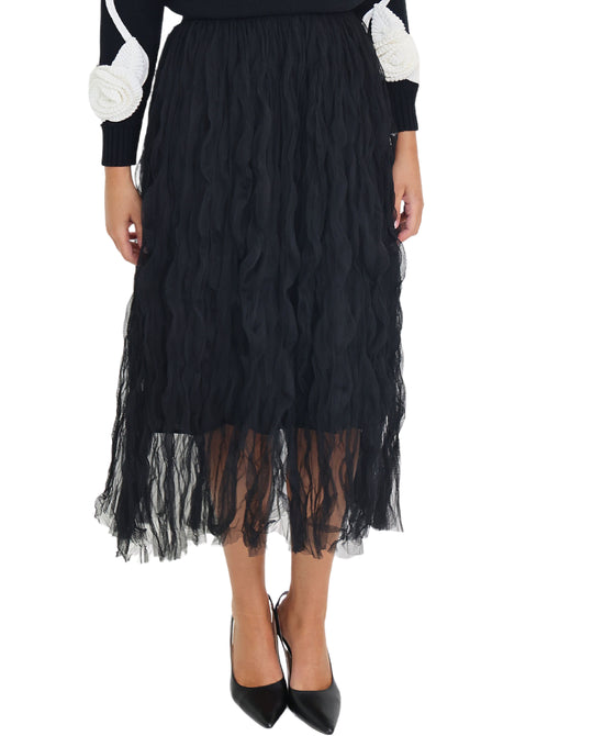 Crinkle Mesh Midi Skirt view 