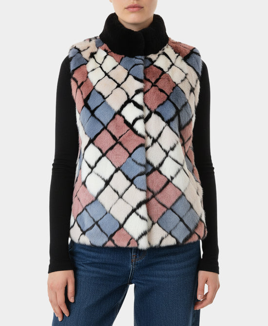 Mink Color Block Vest view 