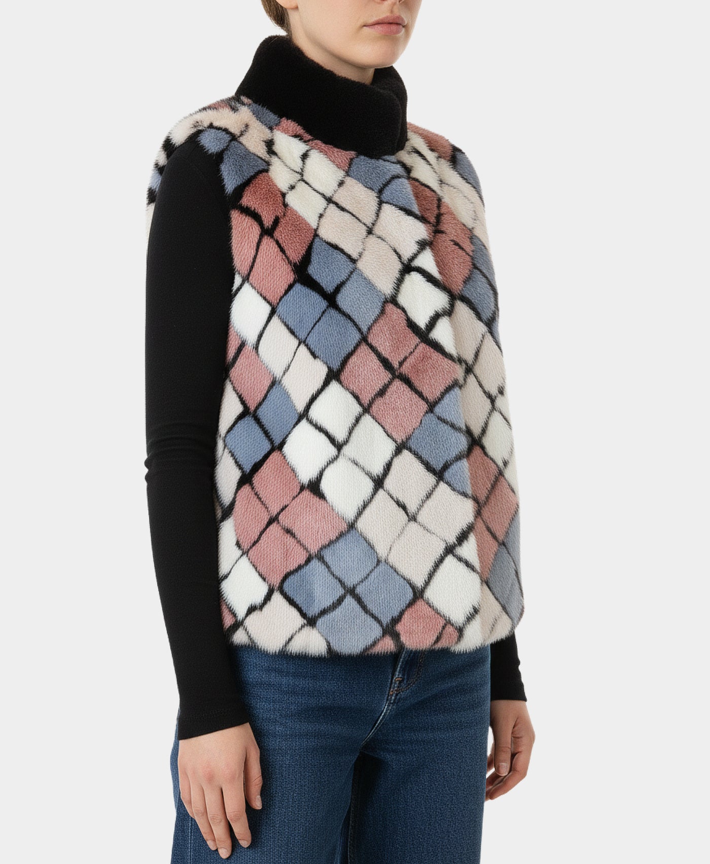 Mink Color Block Vest view 2