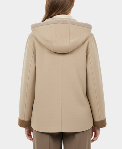 Shearling & Cashmere Blend Coat w/ Hood image 2