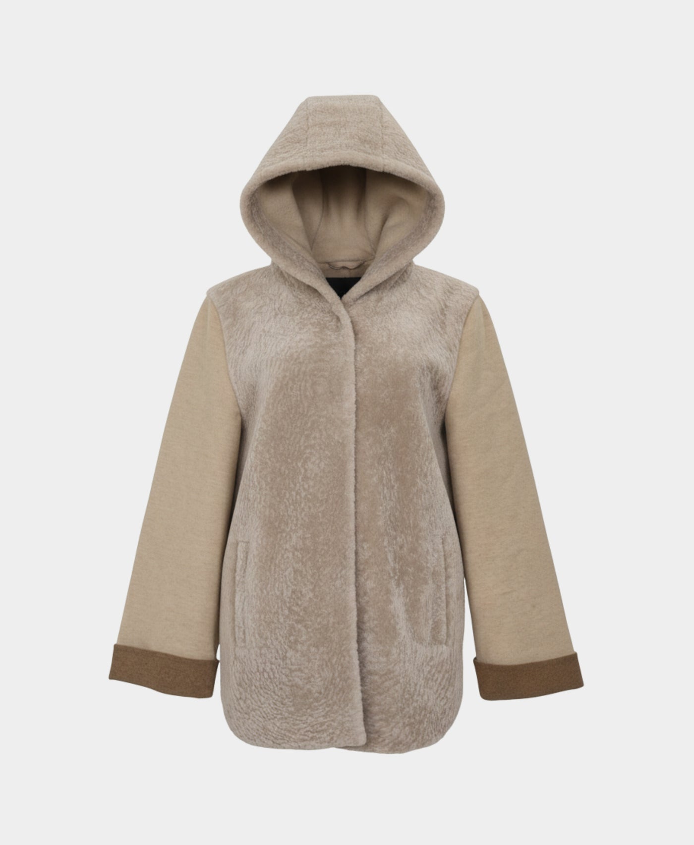 Shearling & Cashmere Blend Coat w/ Hood view 3
