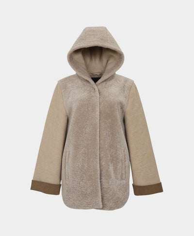 Shearling & Cashmere Blend Coat w/ Hood image 3
