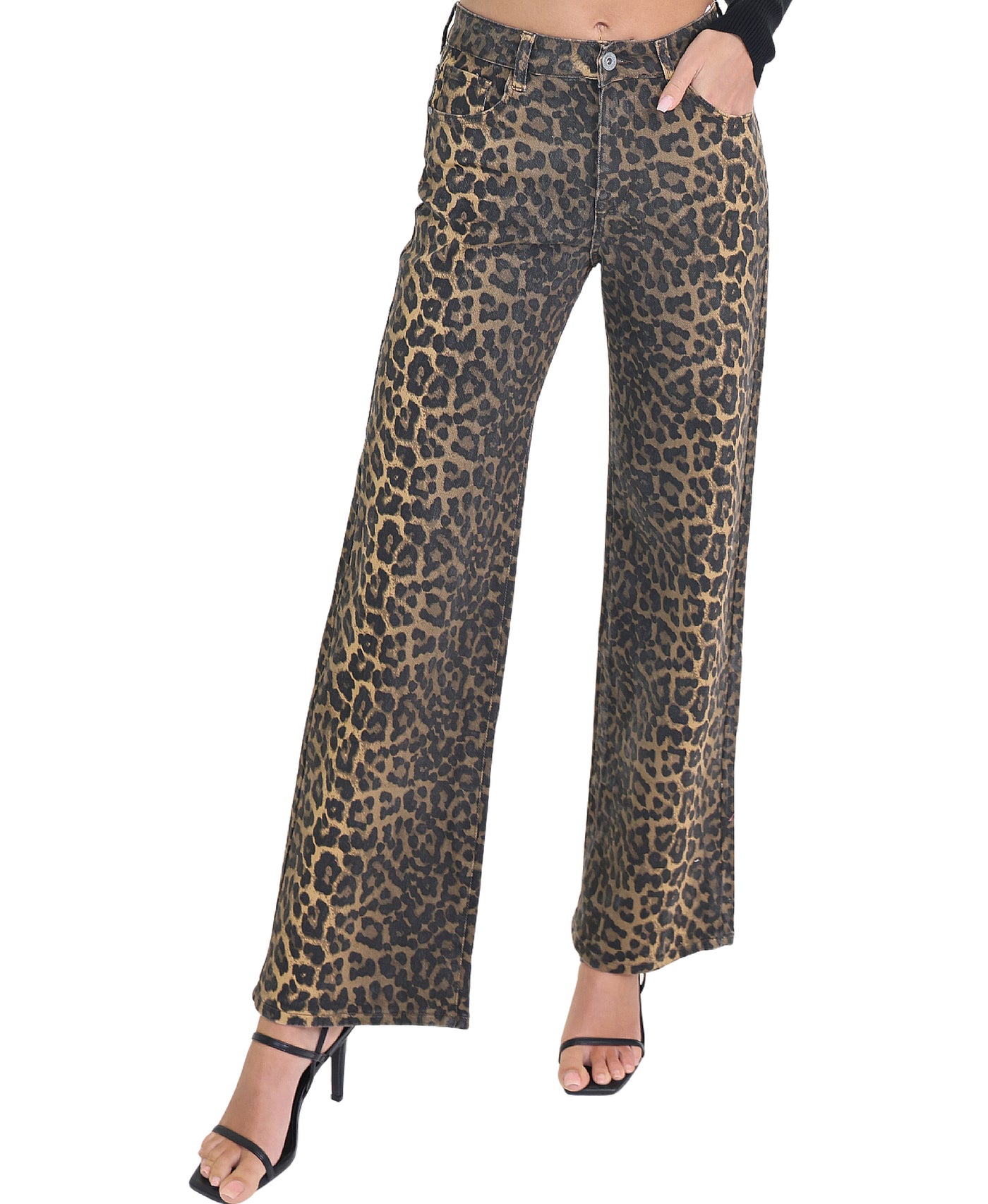 Wide Leg Animal Print Jeans view 1