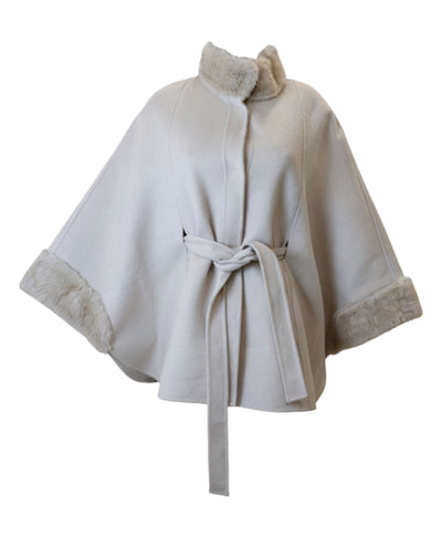 Wool Blend Cape w/ Faux Fur Trim image 2