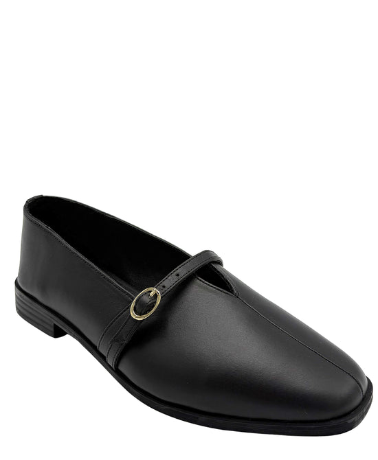 Leather Flat w/ "V" Detail view 