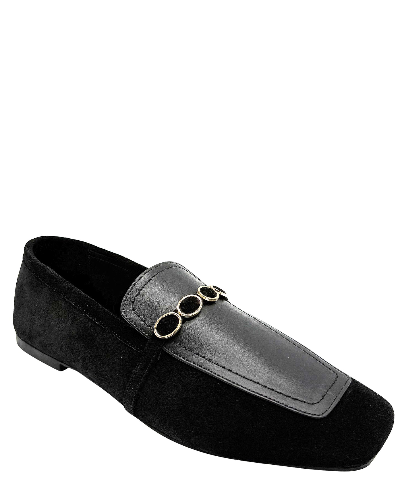 Leather & Suede Loafer w/ Metal Detail view 1