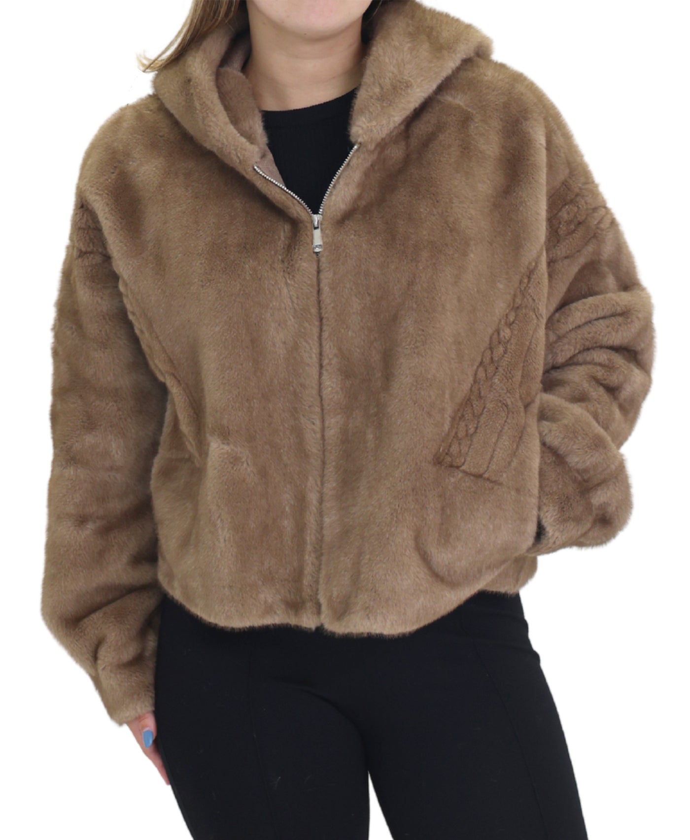 Faux Fur Jacket w/ Hood view 1