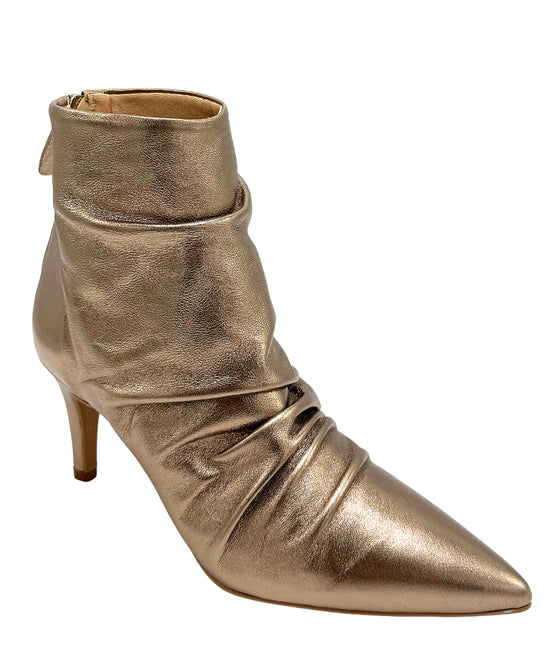 Leather Metallic Ruched Bootie view 