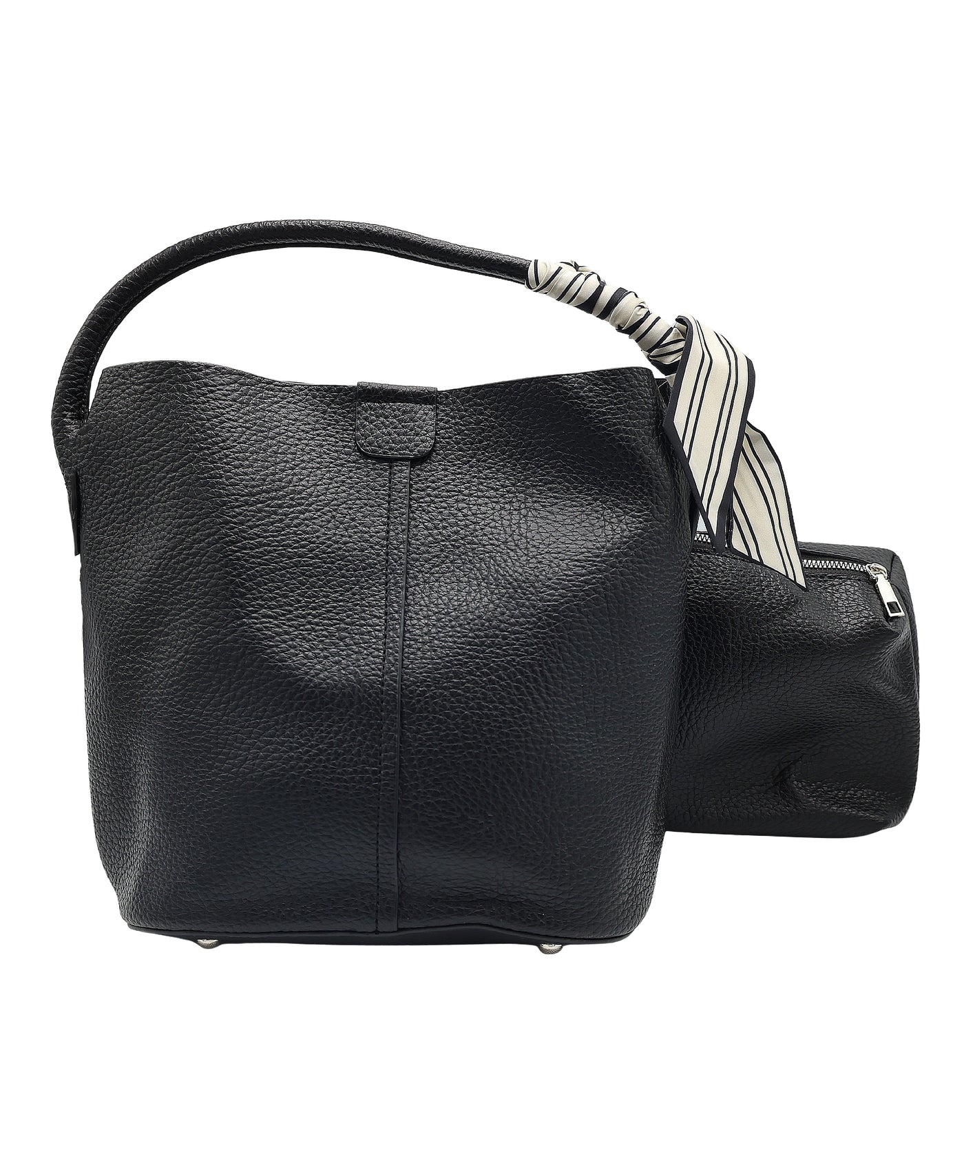 2in1 Faux Leather Handbag w/ Twilly view 1
