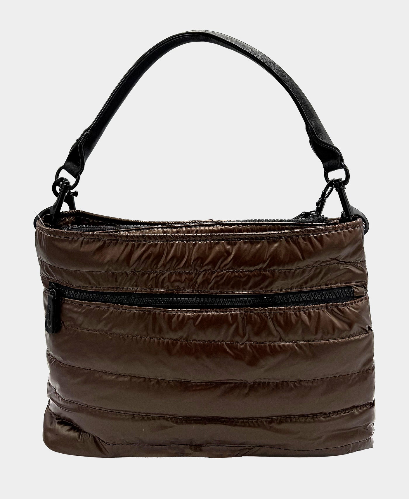 Nylon Puffer Shoulder Bag w/ Chain Detail view 4