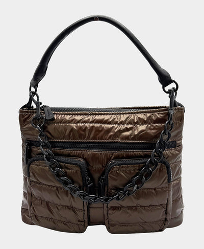 Nylon Puffer Shoulder Bag w/ Chain Detail image 3