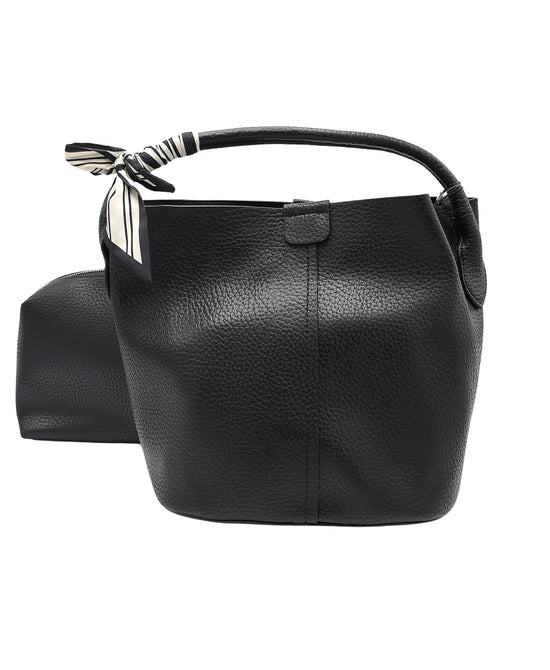 2in1 Faux Leather Handbag w/ Twilly view 