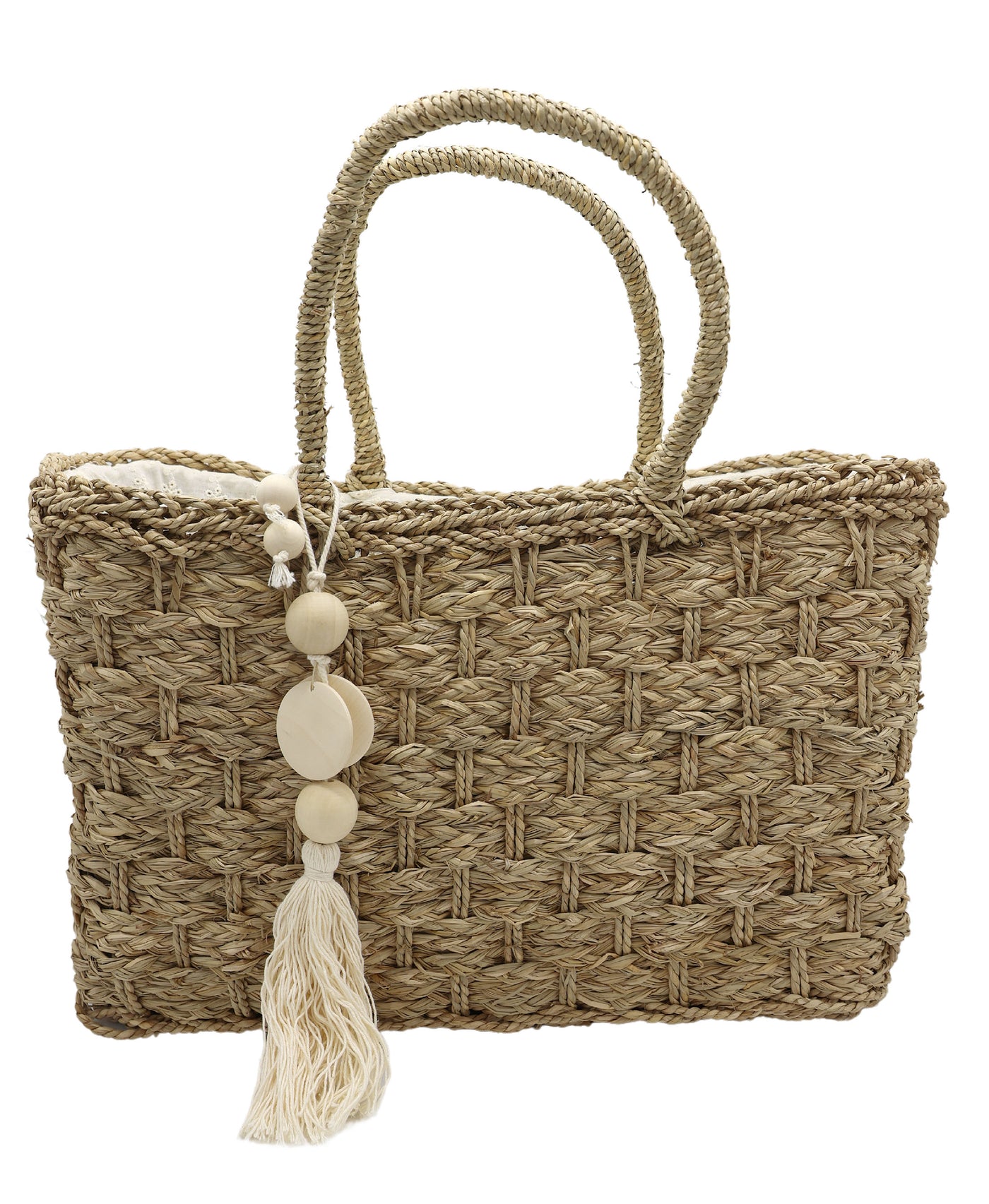 Straw Tote Bag w/ Tassel view 1