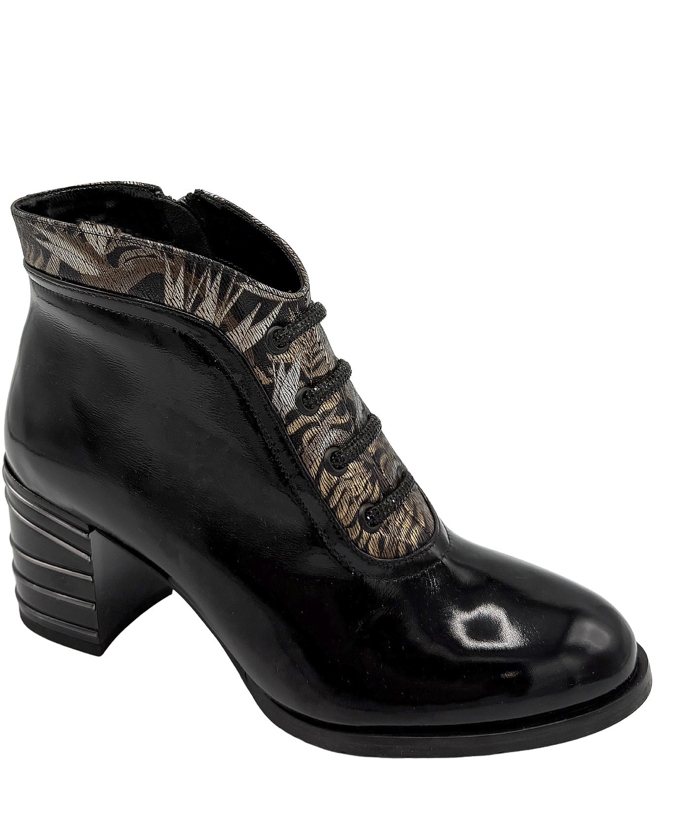 Leather Printed Gloss Bootie view 1