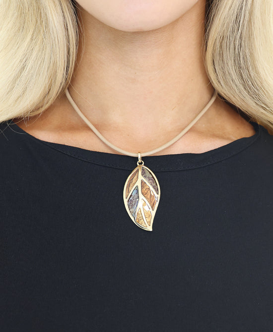 Leaf Pendant Cord Necklace view 