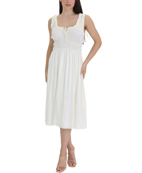 Solid Ruched Midi Dress view 