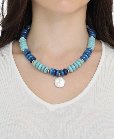 Beaded Necklace w/ Faux Pearl image 1