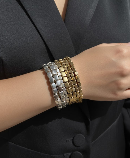 Two Tone Elastic Bracelet Set view 