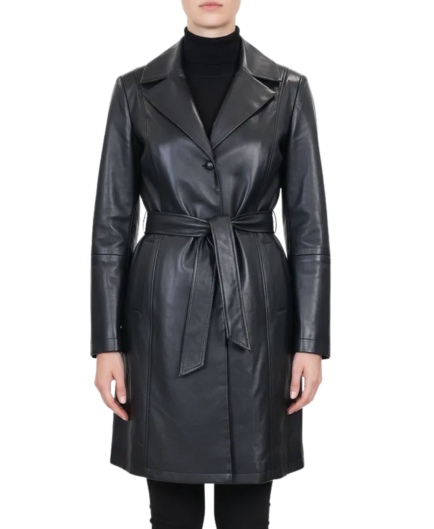 Faux Leather Trench Coat view 1